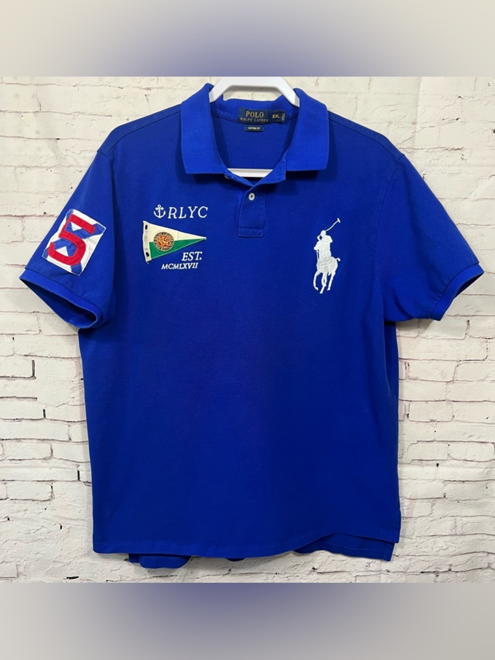 Polo Ralph Lauren Big Pony Polo Shirt Embroidered RLYC Yacht Club 5 Blue Men XXL